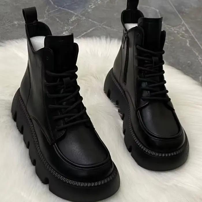 Bottes courtes polyvalentes rétro pour femmes, semelle optique de style britannique, petites bottes 