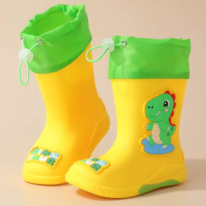 Bottes de pluie mi-mollet pour enfants, antidérapantes, durables avec cordon de serrage pour empêche