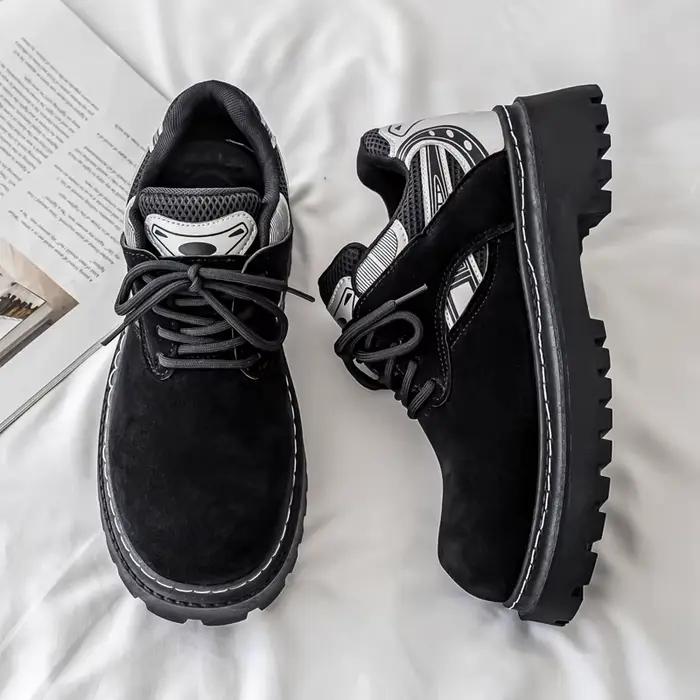 Automne hommes plate-forme chaussures en daim cuir chaussures de travail Design de mode à lacets hau
