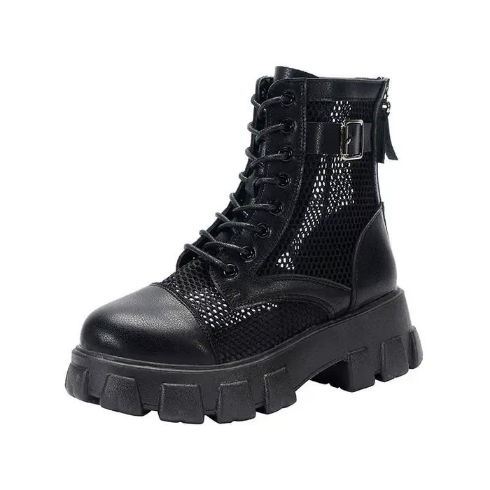Bottes en maille respirante à semelle épaisse pour femmes, nouvelle boucle de Style coréen, grande t