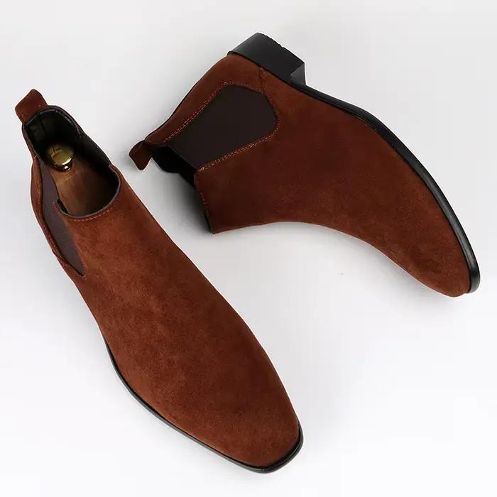 Bottines courtes Chelsea montantes pour hommes, chaussures d'hiver à petite tête carrée, à la mode, 