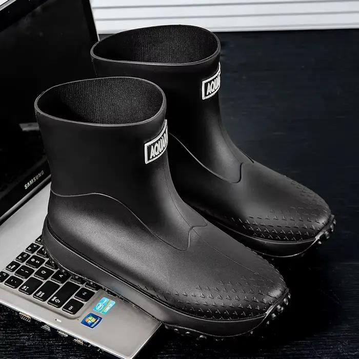 Bottes de pluie courtes pour hommes, antidérapantes, pour le travail, la pêche, le lavage de voiture