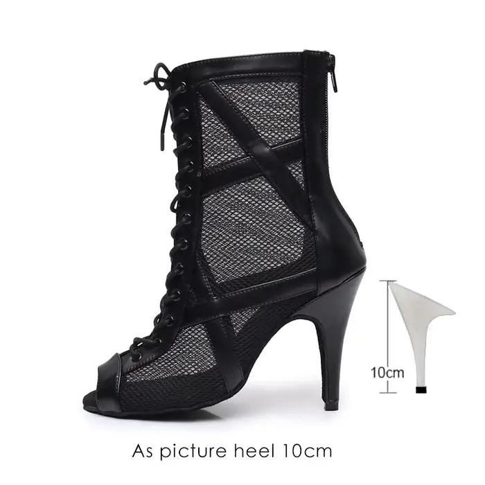 DILEassassined I-Bottes de brevLatine pour Femme, Chaussures en Maille de Dentelle, Cuir, Salsa, ix,