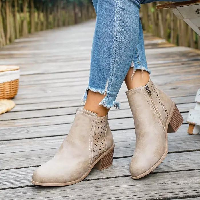 Nouvelles bottes rétro à talons hauts pour femmes, bottes décontractées confortables à talons mi-hau
