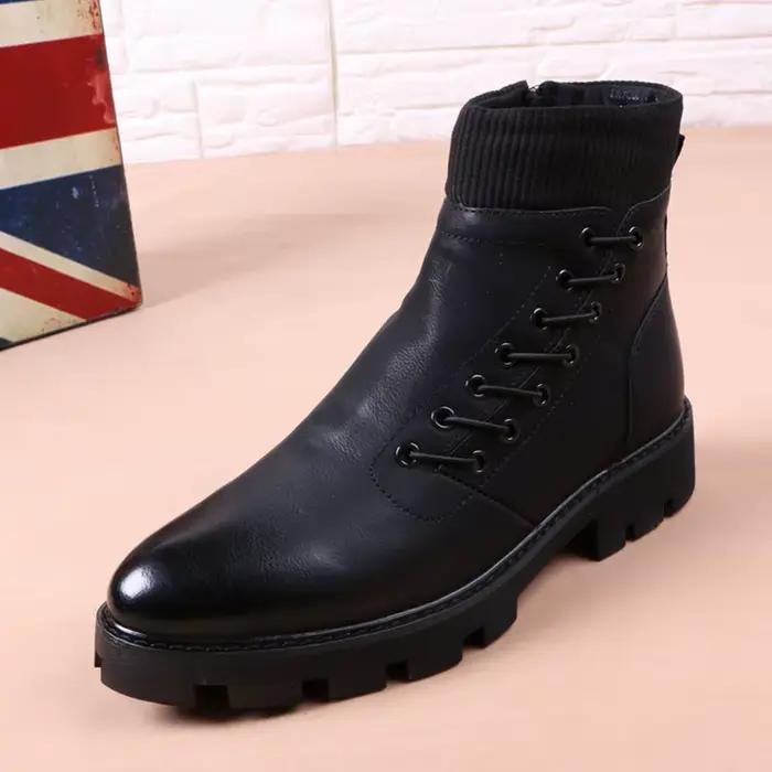 Manually Ian-Bottes Cirboy en cuir naturel pour hommes, bottines courtes, chaussures à plateforme, n