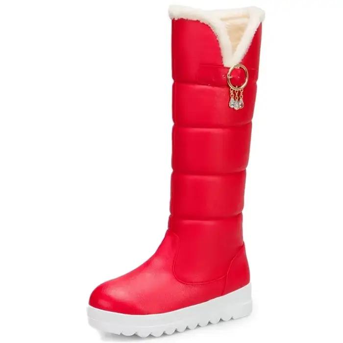 Chaussons thermiques en fourrure pour femmes, bottes de neige plates doublées de fourrure, imperméab
