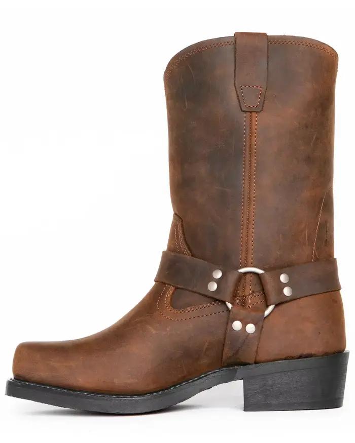 Bottes de cowboy rétro pour hommes, bottes western mi-mollet en cuir PU, chaussures à enfiler pour h
