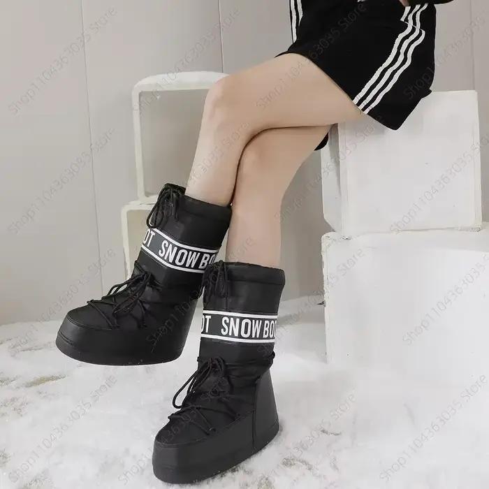 Bottes de neige mi-mollet pour femmes, résistantes au froid, antidérapantes, peluche épaisse, imperm