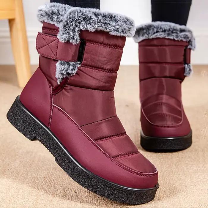 Bottes d'hiver en fourrure pour femmes, chaussures de neige imperméables à talons bas, nouvelle coll