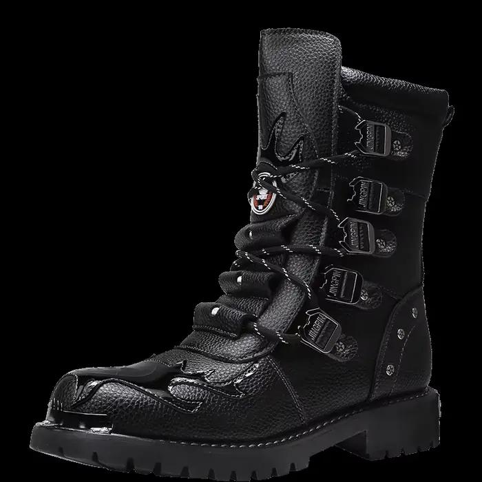 Bottes de cyclisme quatre saisons pour hommes, bottes de moto d'extérieur, grande taille, montantes,