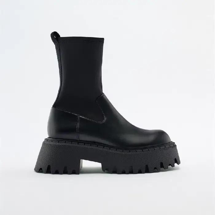 Bottes Chelsea de marque à plateforme pour femme, chaussures noires à la mode, Punk gothique, de lux