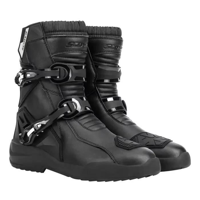 Bottes de moto professionnelles en cuir, bottes décontractées confortables à enfiler, bottes de moto
