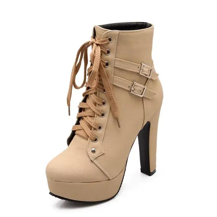 Populaire européen américain cerclage femmes botte mode bottine à talons hauts femmes chaussure étan