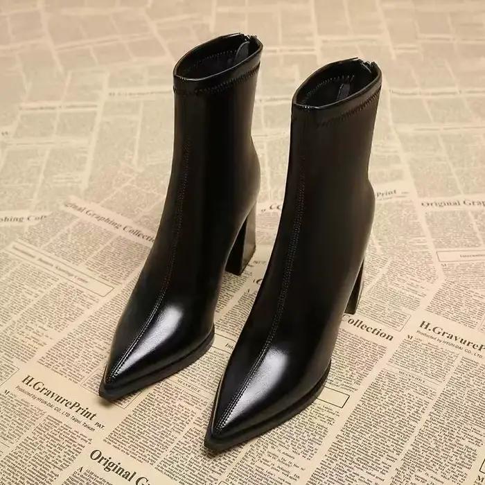 Bottes courtes pointues haut de gamme pour femmes, polyvalentes, à la mode, nouvelle collection auto