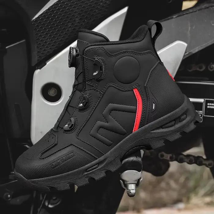 Bottes de moto imperméables pour hommes, chaussures de cyclisme pour Motocross, course de moto tout-
