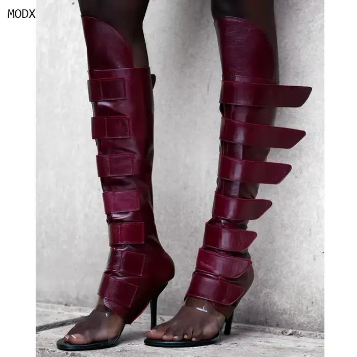 Bottes à talons aiguilles noires à bout ouvert style britannique pour femme, idéales pour la danse e