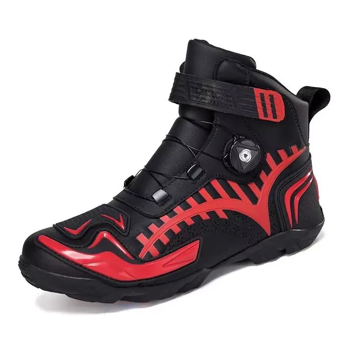 Bottes de Moto Rétro Noires pour Homme, Chaussures de Cyclisme avec Coussretours de Changement de Vi