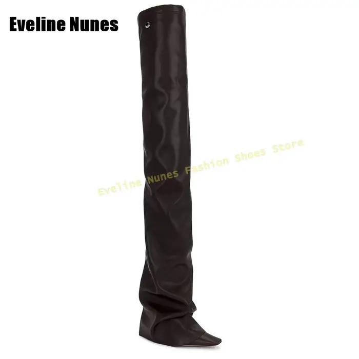 Bottes de défilé plissées à bout carré pour fille épicée, bottes au dessus du genou, grande taille, 