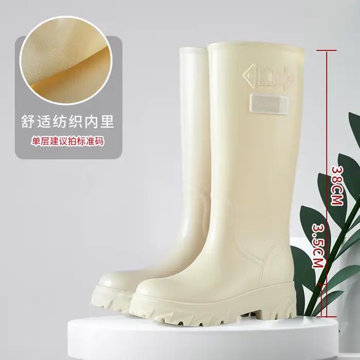 Bottes de pluie montantes pour femmes, épaissies, imperméables, antidérapantes, doublées polaire, st