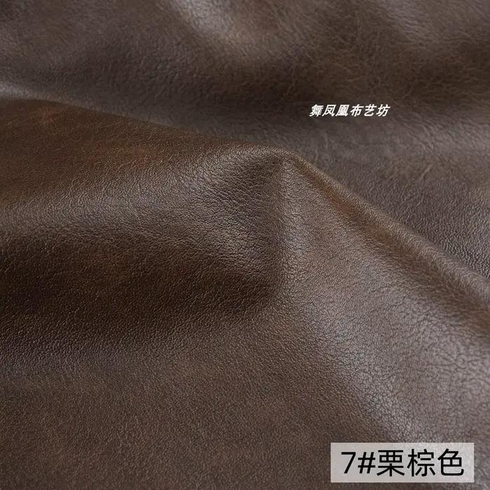 Cuir PU marron châtain, tissu imperméable Vintage en détresse, couture faite à la main, couleur chan