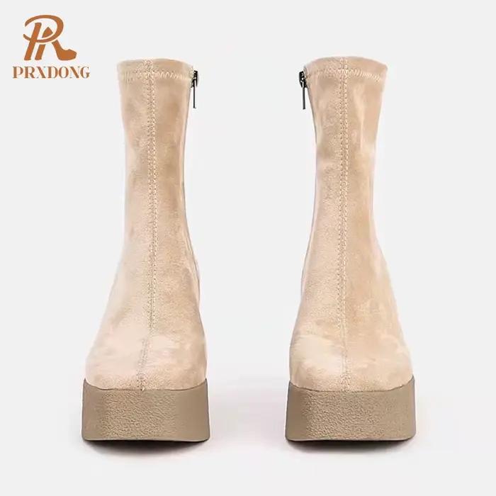 Bottes de rinçage à talons hauts pour femmes, plate-forme optique, chaussures Parker carrées pour da