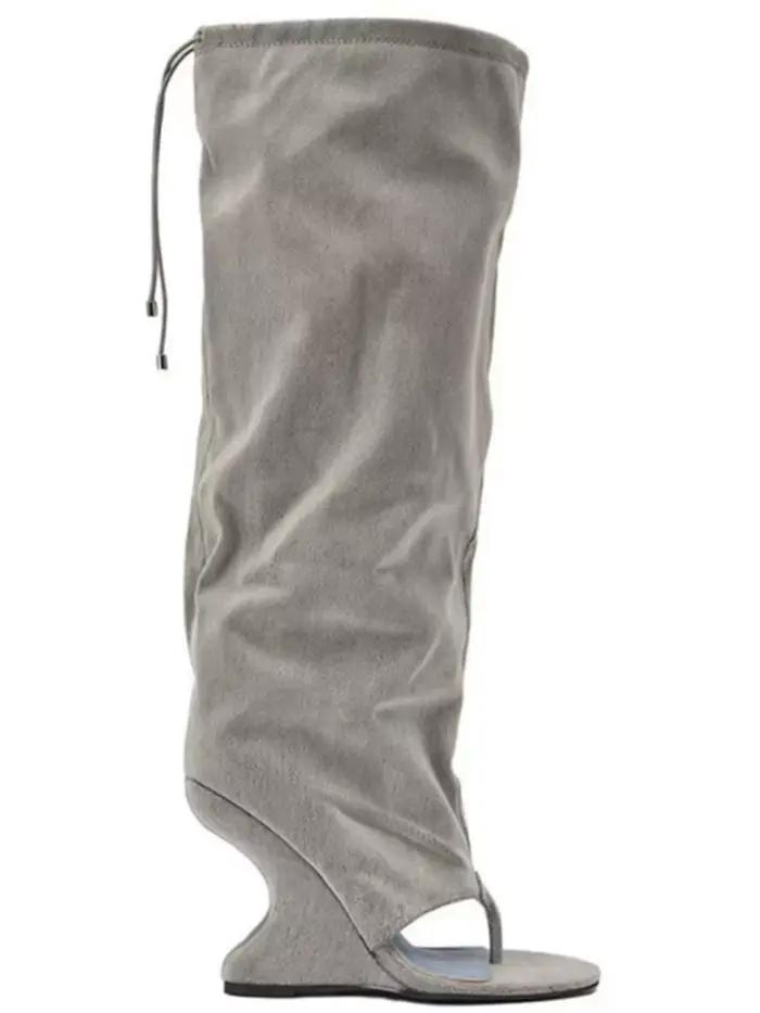 Bottes pour femmes à talon incliné irrégulier, bout à clip, longues, pour le printemps et l'été, sty