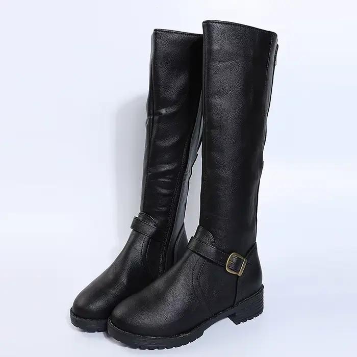 Vintage marron femmes genou bottes hautes grande taille talons bas plate-forme bottes longues automn