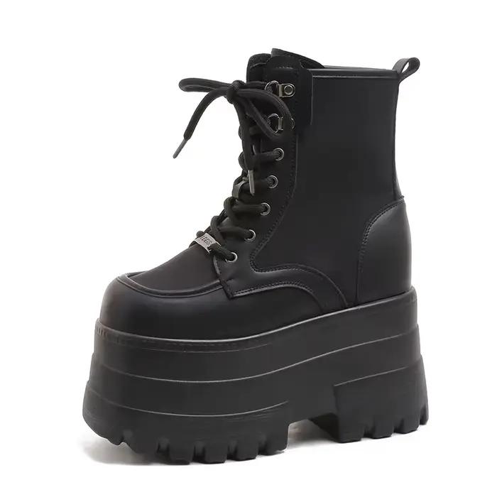14.5CM femmes bottes automne femmes bottines plate-forme compensées talons hauts chaussons nouveau D