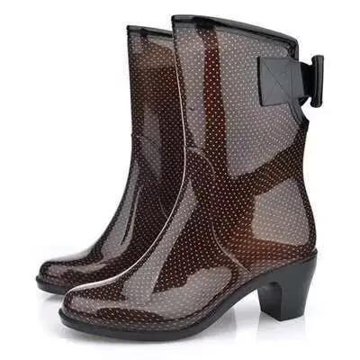 Bottes en caoutchouc femmes plate-forme chaussures imperméables femme Spike talons hauts bottines no