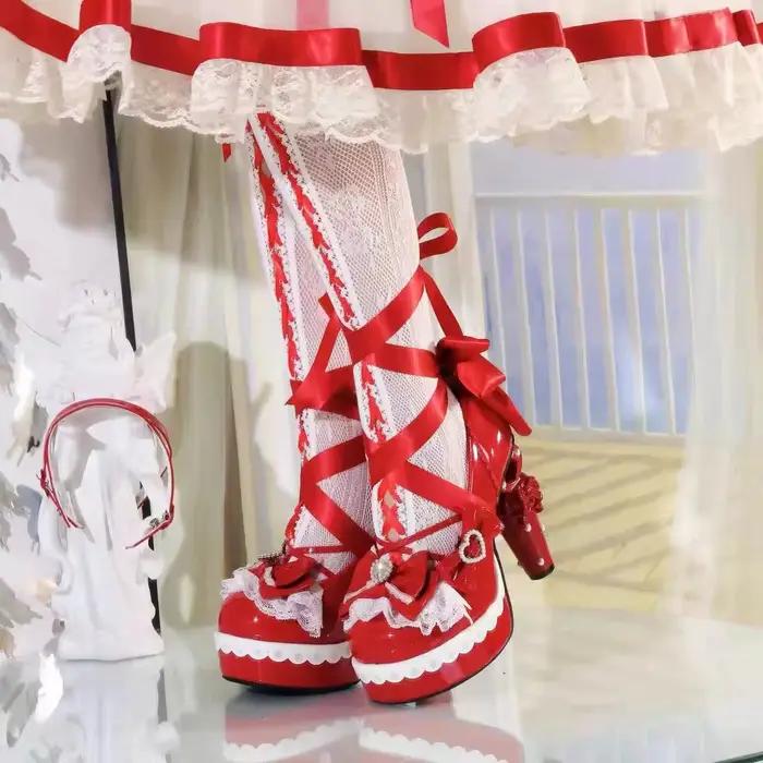 Chaussures en cuir à talons hauts Lolita pour femmes, originales, Style féerique, Cosplay japonais, 
