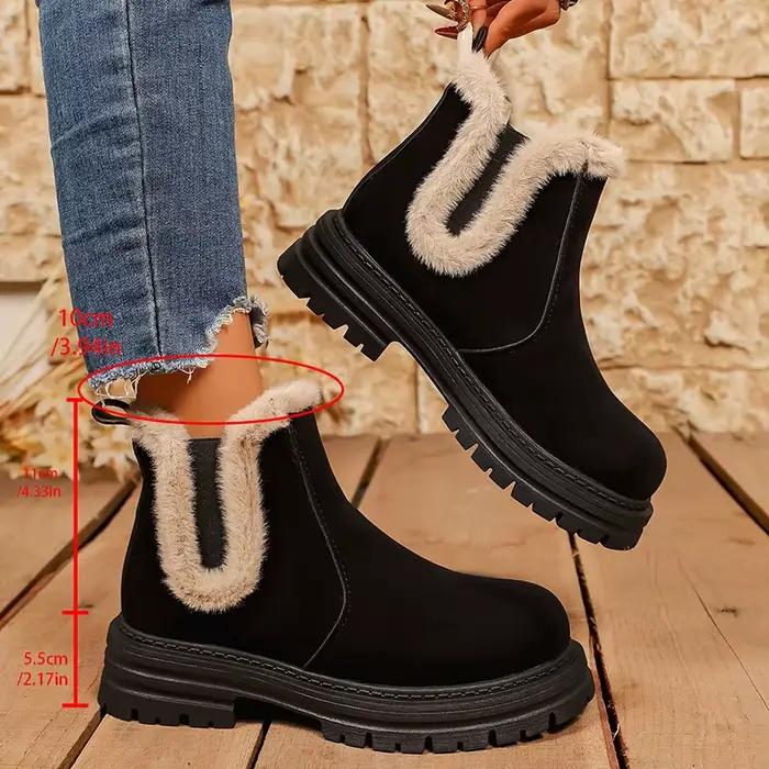 Bottines d'hiver à semelle épaisse en fourrure pour femmes 2026, à enfiler, antidérapantes, courtes,