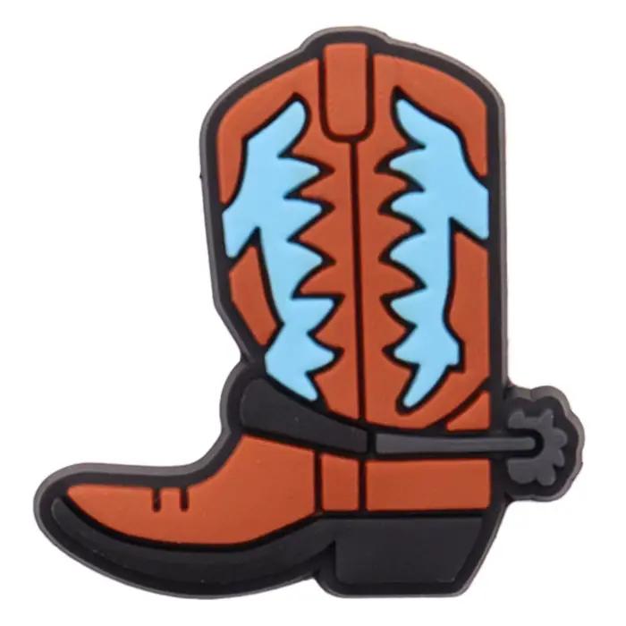 Bottes de cowboy en PVC pour garçons et filles, chapeau de cowboy, breloques de chaussures pour brac