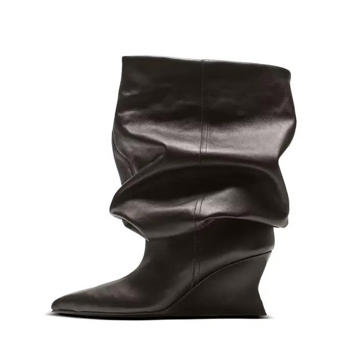 2026 femmes talon compensé 7.5 cm talons hauts mi-mollet Cool bottes talon incliné défilé de mode gr