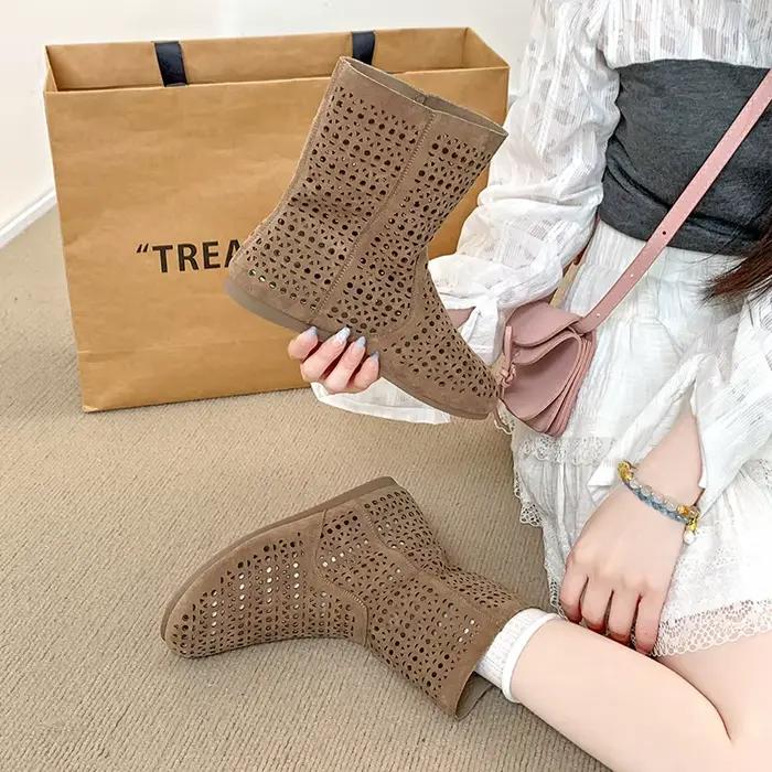Bottes d'été tendance à bout fermé pour femme – Respirantes, plates, basses, minimalistes, polyvalen