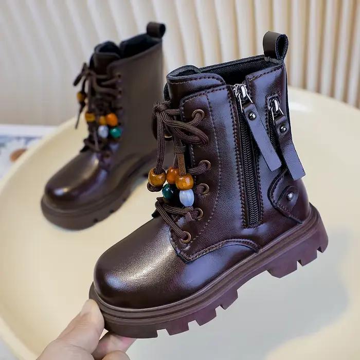Bottines d'équitation pour enfants, bottines d'hiver à perles, semelle souple, respirantes, classiqu