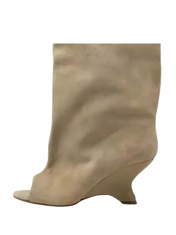 2024 Bottes à bout ouvert pour femmes euro-américaines à mollet large et cuissardes - Chaussures chi