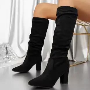 Nouvelles bottes pour femmes au-dessus du genou, à bout pointu, talon épais, amincissantes, à talon 