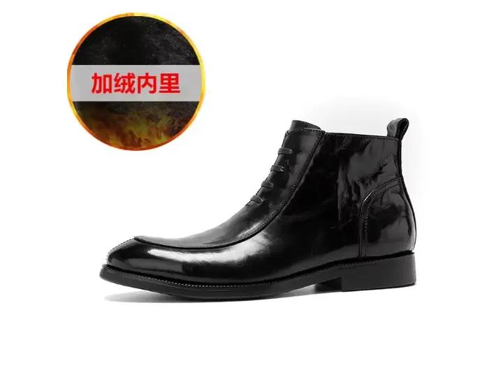 Bottes pour hommes à motif saisissant à la main, chaussures montantes britanniques en cuir véritable