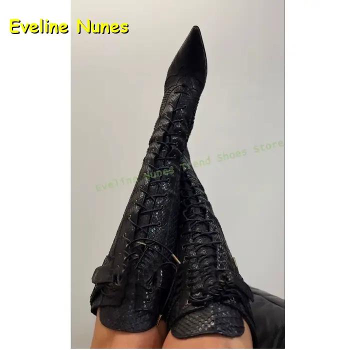 Bottes hautes nouées en croix rouge, bout pointu, couleurs mélangées, bottes Sexy épicées pour fille