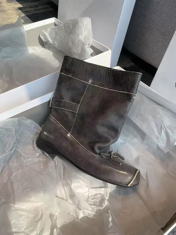 Femmes plate-forme bottines femmes semelle épaisse bout rond bottines botte courte hiver moto bottes