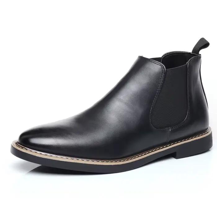 Bottines Chelsea de Style britannique pour hommes, bottines rétro marron à bout pointu, chaussures m