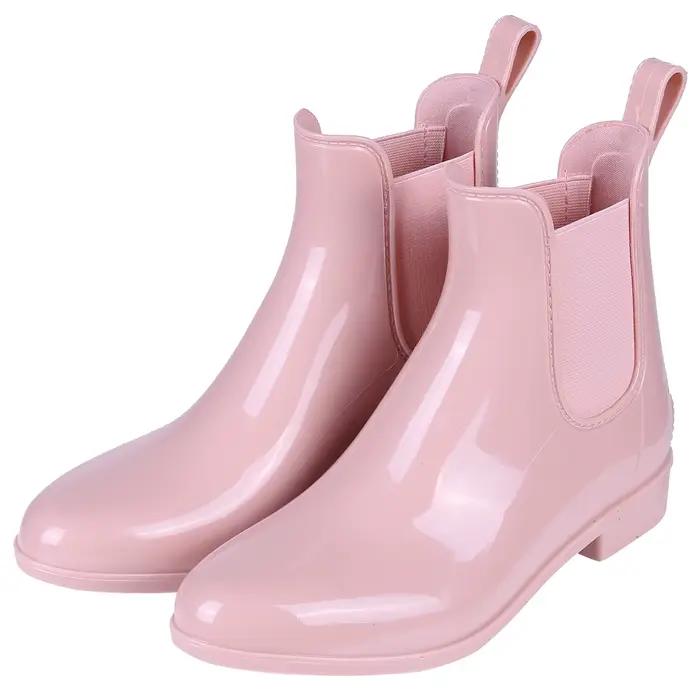 Litfun femmes Chelsea bottes de pluie brillant bottines imperméable à l'eau orteil bande élastique s