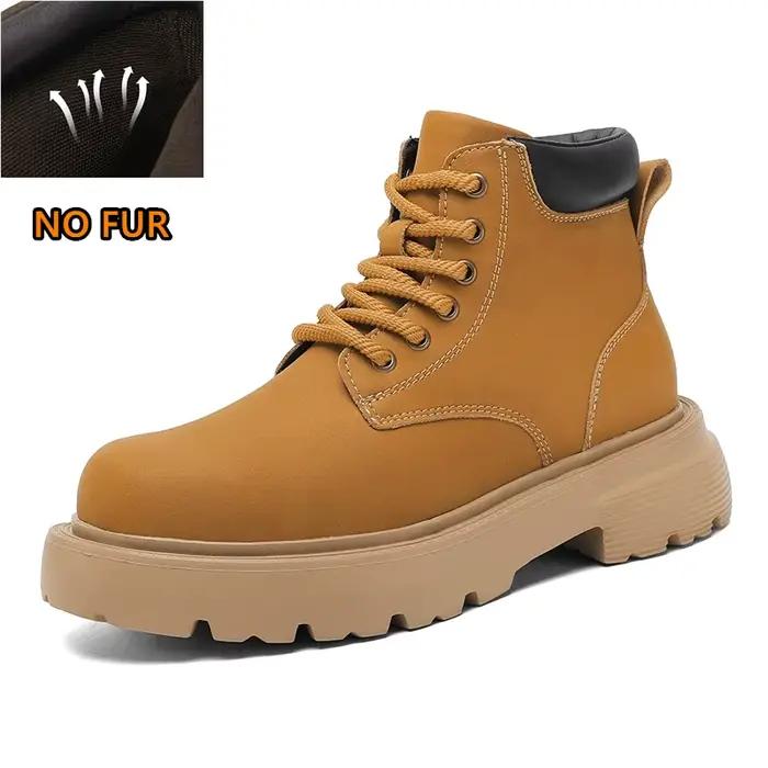 Bottes hommes bottes hautes hommes chaussures en cuir hiver mode peluche chaussures chaudes baskets 