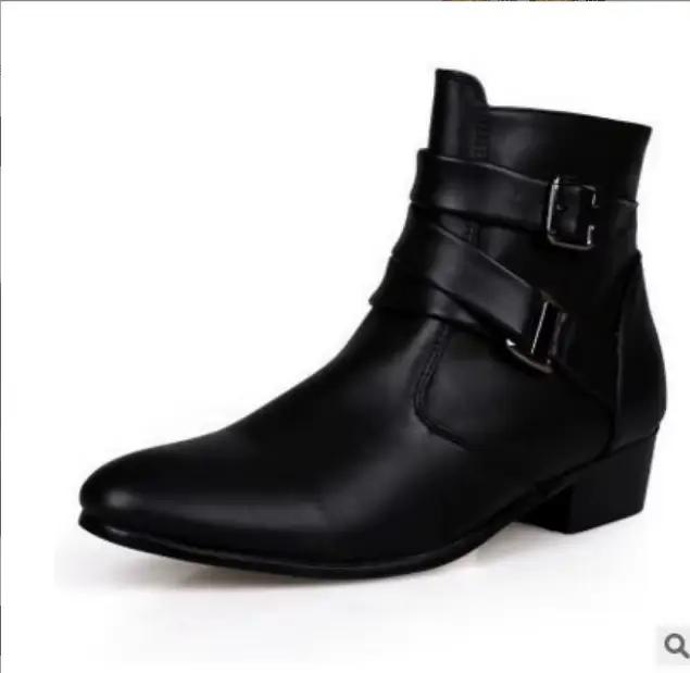 2024 nouvelles chaussures pour hommes noir mode boucle de ceinture bottes décontracté bottes en cuir