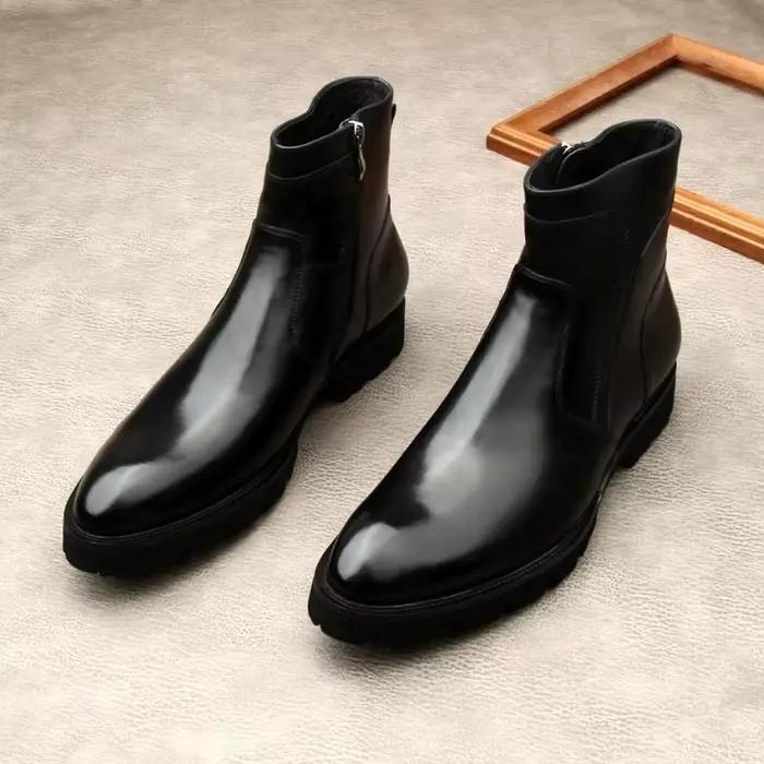 Bottines Chelsea, hauts, bottines pointues en peau de vache, pour le travail, style anglais, semelle