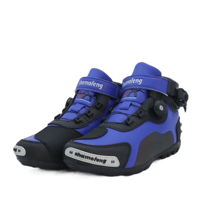 Bottes de moto en cuir pour hommes, respirantes, antidérapantes, résistantes à l'usure, chaussures d