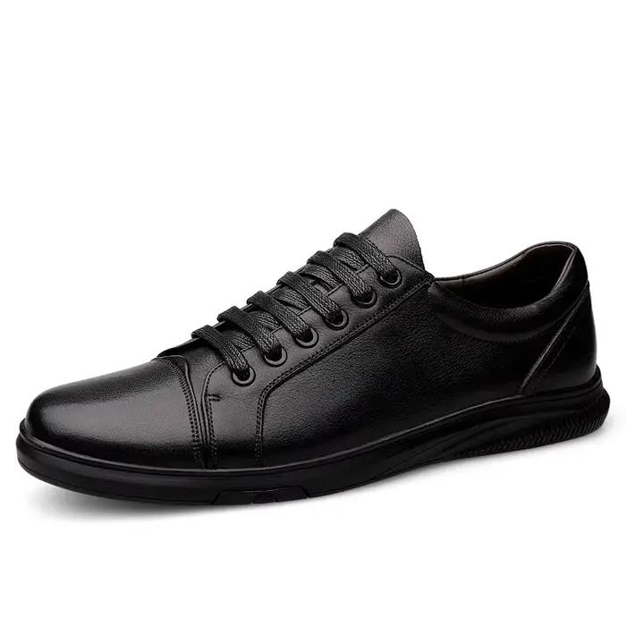 Chaussures en cuir véritable pour hommes, baskets de marque blanches de haute qualité décontractées 