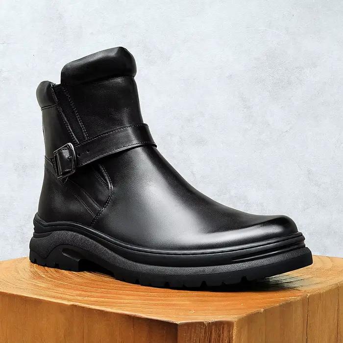 Bottes hautes pour hommes, Style britannique, en cuir fait à la main, grande taille, chaussures conf
