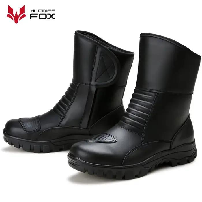 Bottes de randonnée moto rétro en cuir pour hommes, chaussures d'équitation de vélo de course, imper