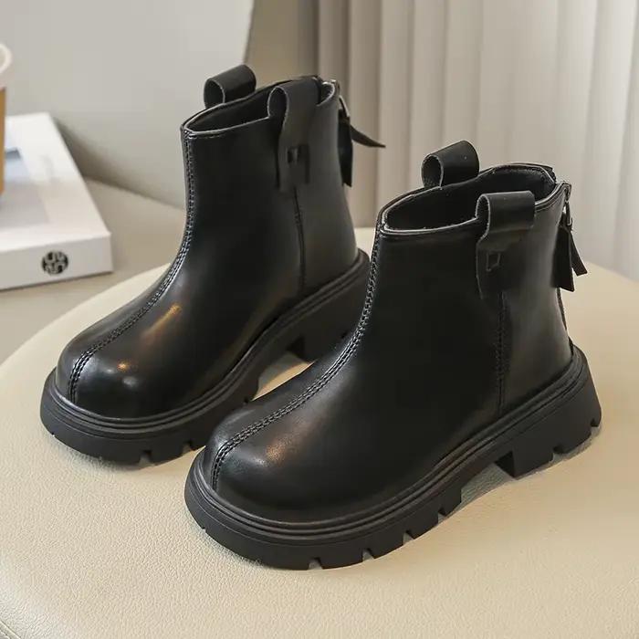 Bottes Chelsea en cuir pour filles, noires et brunes, antidérapantes, à la mode, courtes pour garçon